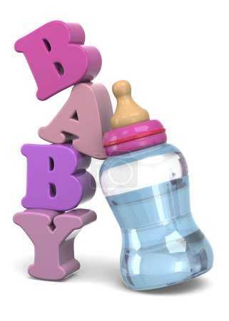 Photo for Baby Girl Bottles - 3d render - Royalty Free Image