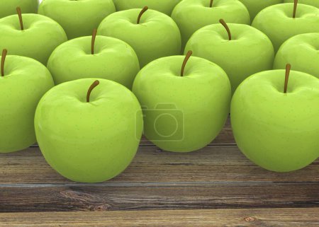 Foto de Las manzanas en la mesa - 3D - Imagen libre de derechos
