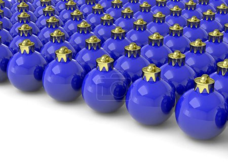 Téléchargez les photos : Boules de Noël bleues - rendu 3D - en image libre de droit