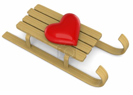 Photo for Heart and Sleigh - 3D - Royalty Free Image