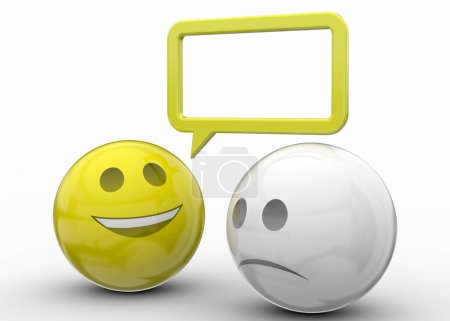 Téléchargez les photos : Happy Smile parle à Sad Smile- 3D - en image libre de droit