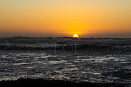 Scenic view of sea against sky at sunset, Mendocino, California, United States, USA - stock photo