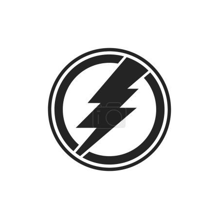 Ilustración de Icono del rayo, una ilustración vectorial plana del trueno, logotipo del símbolo de energía aislado sobre un fondo blanco. - Imagen libre de derechos