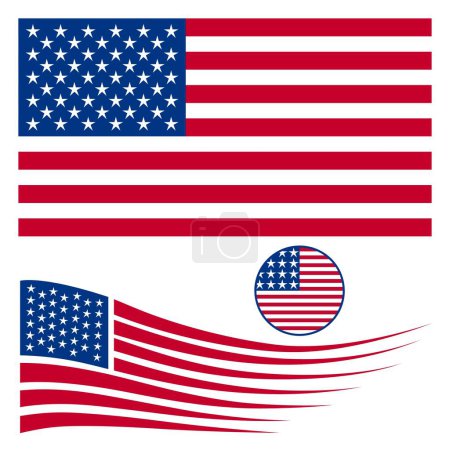 Ilustración de Bandera de los Estados Unidos, Símbolo de los Estados Unidos, Icono estadounidense, Feliz Día de la Independencia, Feliz día del trabajo - Imagen libre de derechos