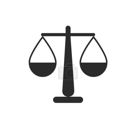 Téléchargez les illustrations : Balance de justice.flat design icône illustration de pesée ou balance de mesure de la lumière object.vector noir silhouette balance de la justice. - en licence libre de droit