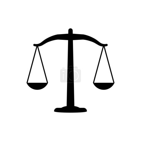 Téléchargez les illustrations : Balance de justice.flat design icône illustration de pesée ou balance de mesure de la lumière object.vector noir silhouette balance de la justice. - en licence libre de droit