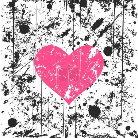Illustration for Pink heart with grunge abstract decoration. love, wedding, valentine's day theme vector background - Royalty Free Image
