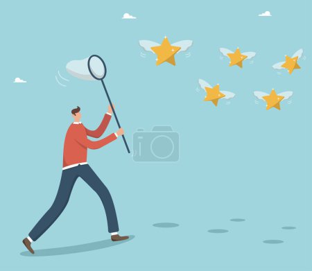 Illustration for Motivation for success, encouragement or reward for the work done, the desire to achieve the goal, to get the highest mark. Striving to get the best rating and feedback from buyers. Get your luck. - Royalty Free Image