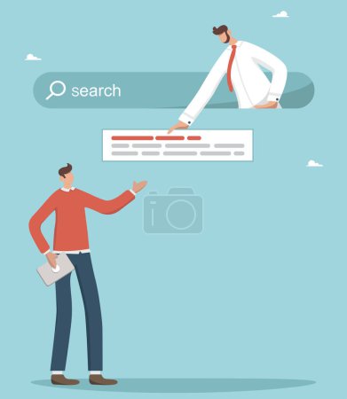 Illustration for Search for a new job, employment, career, find opportunities, job search employment or workplace concept, search engine optimization, website promotion or communication concepts, internet search. - Royalty Free Image
