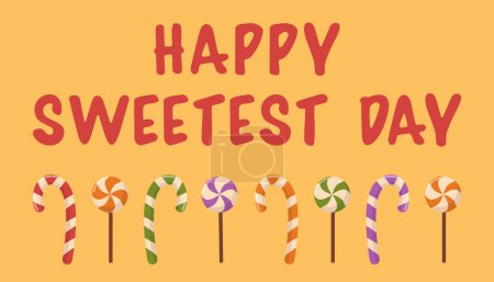Ilustración de Happy Sweetest day Vector Typography tarjeta de felicitación, diseño de póster con dulces. Fiesta americana 19 de octubre. - Imagen libre de derechos