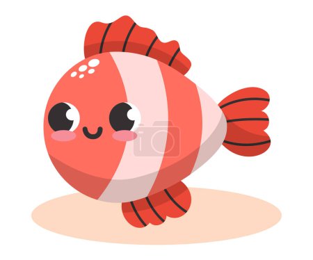 Téléchargez les illustrations : Illustration vectorielle de poissons rouges amusants et colorés. Monde sous-marin. Aquarium. Océanique et mer poissons colorés lumineux - en licence libre de droit