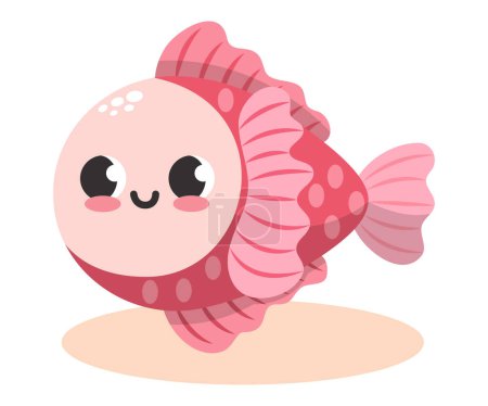 Illustration for Vector illustration of colorful cute funny pink fish. Undersea world. Aquarium. Oceanic and sea bright colorful fish - Royalty Free Image