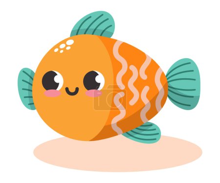 Illustration for CVector illustration of colorful cute funny orange and green fish. Undersea world. Aquarium. Oceanic and sea bright colorful fish - Royalty Free Image