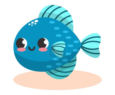 Illustration for Vector illustration of colorful cute funny blue fish. Undersea world. Aquarium. Oceanic and sea bright colorful fish - Royalty Free Image