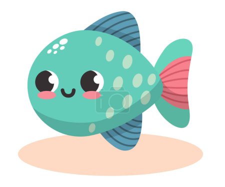 Téléchargez les illustrations : Illustration vectorielle de poissons verts amusants et colorés. Monde sous-marin. Aquarium. Océanique et mer poissons colorés lumineux - en licence libre de droit