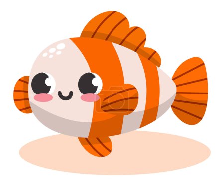 Illustration for Vector illustration of colorful cute funny orange fish. Undersea world. Aquarium. Oceanic and sea bright colorful fish - Royalty Free Image