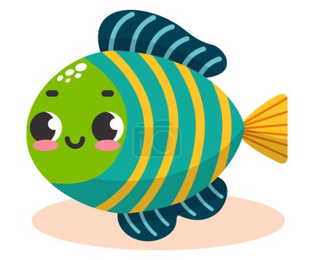 Téléchargez les illustrations : Illustration vectorielle de coloré mignon drôle de poissons orange et bleu. Monde sous-marin. Aquarium. Océanique et mer poissons colorés lumineux - en licence libre de droit