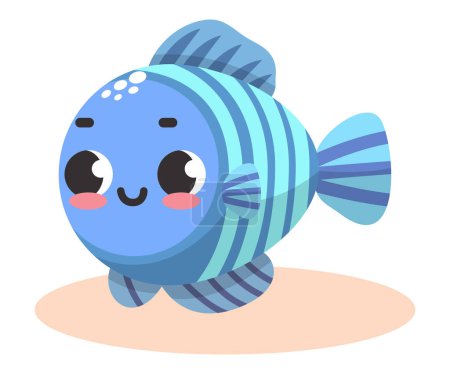 Téléchargez les illustrations : Illustration vectorielle de poissons violets et bleus amusants et colorés. Monde sous-marin. Aquarium. Océanique et mer poissons colorés lumineux - en licence libre de droit