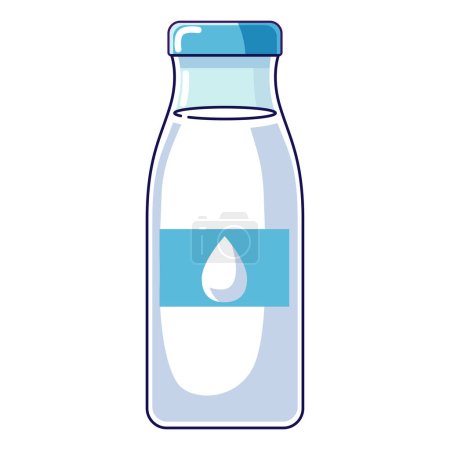 Téléchargez les illustrations : Une bouteille de lait. Produits laitiers en bouteille. Illustration vectorielle plate simple. Bouteille de lait pour le mois laitier national et la Journée mondiale du lait. - en licence libre de droit