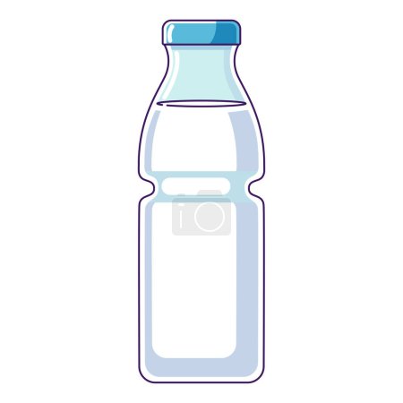 Téléchargez les illustrations : Une bouteille de lait en verre. Produits laitiers en bouteille de verre. Illustration vectorielle plate simple. Bouteille de lait pour le mois laitier national et la Journée mondiale du lait. - en licence libre de droit