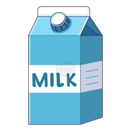 Téléchargez les illustrations : Du lait en carton. Produits laitiers en carton. Illustration vectorielle plate simple. Bouteille de lait pour le mois laitier national et la Journée mondiale du lait. - en licence libre de droit
