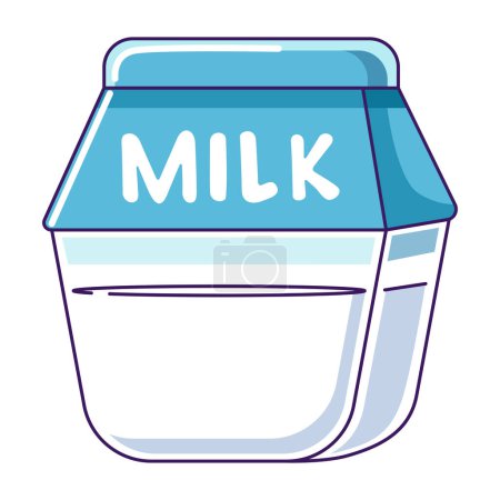 Ilustración de Caja de leche. Producto lácteo en caja. Ilustración simple vector de diseño plano. Botella de leche para el mes lácteo nacional y el Día Mundial de la Leche. - Imagen libre de derechos