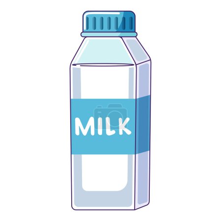 Téléchargez les illustrations : Une bouteille de lait carrée. Produits laitiers en bouteille carrée. Illustration vectorielle plate simple. Bouteille de lait pour le mois laitier national et la Journée mondiale du lait. - en licence libre de droit