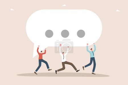 Illustration for Collect feedback, employee survey or customer advice, teamwork idea or opinion for improvement, communication skills and business communication, businessmen carry speech bubble. - Royalty Free Image