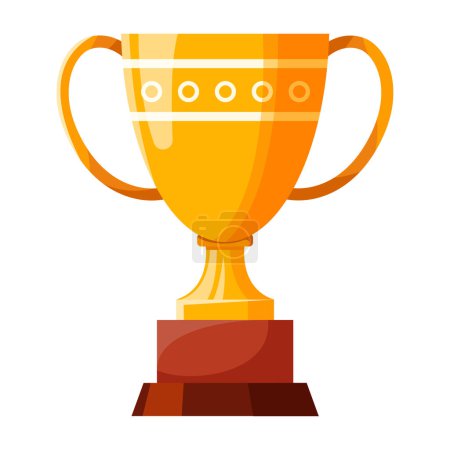 Illustration for Winners cup, gold award for first place. Champions trophy, golden goblet. 1st prize reward icon. Shiny champions cup for championships. Symbol of victory in a sporting event, competition. - Royalty Free Image