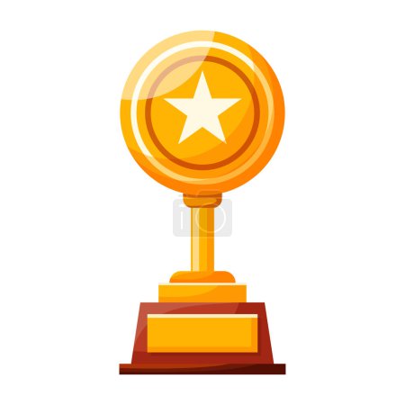 Illustration for Winners cup, gold award for first place. Champions trophy, golden goblet. 1st prize reward icon. Shiny champions cup for championships. Symbol of victory in a sporting event, competition. - Royalty Free Image
