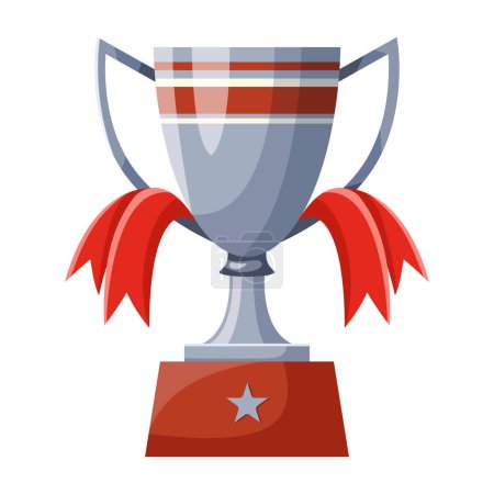 Illustration for Winners cup, silver award for second place. Champions trophy, silver goblet. 2st prize reward icon. Shiny champions cup for championships. Symbol of victory in a sporting event, competition. - Royalty Free Image