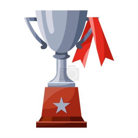 Winners cup, silver award for second place. Champions trophy, silver goblet. 2st prize reward icon. Shiny champions cup for championships. Symbol of victory in a sporting event, competition.