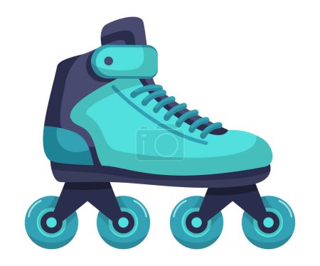 Illustration for Modern design roller skates. Simple cartoon vector illustration of wheels kid sport shoes. Sport or casual inline skates isolated on white background. Skating roller for sports adrenaline games. - Royalty Free Image