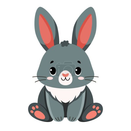 Illustration for Cute little rabbit. Animal for wallpaper, childrens clothes and toys. Flat vector illustration isolated on white background. Happy Easter Celebration.Traditional design element for Christian holiday. - Royalty Free Image