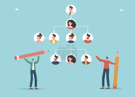 Illustration for Reorganization or allocate resources, change team structure for efficiency, restructure organization, department and job roles concept, skills to drive company, superiors reorganize employee role. - Royalty Free Image