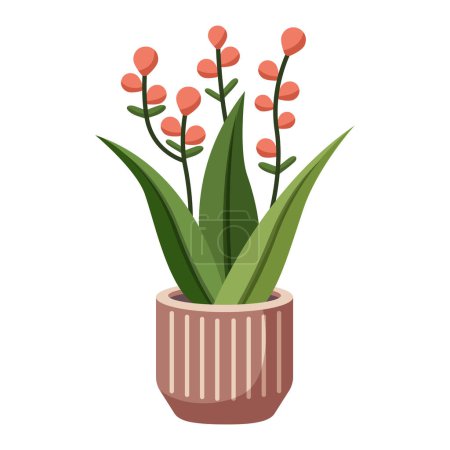 Illustration for Trendy home cute plant in flower pot pack icons. Houseplant or flower in pot modern vector illustration. Green plant growing in a pot. Potted plant icon. - Royalty Free Image
