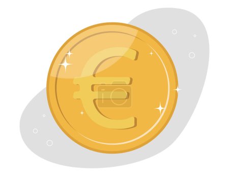 Vector illustration of a large euro coin in flat style. Payroll, finance and economics, investments and savings, income and expenses, wealth, currency value.