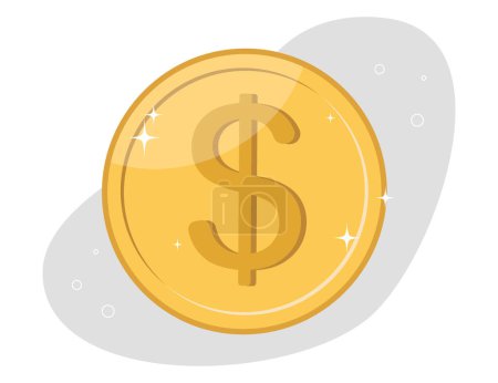 Illustration for Vector illustration of a large dollar coin in flat style. Payroll, finance and economics, investments and savings, income and expenses, wealth, currency value. - Royalty Free Image