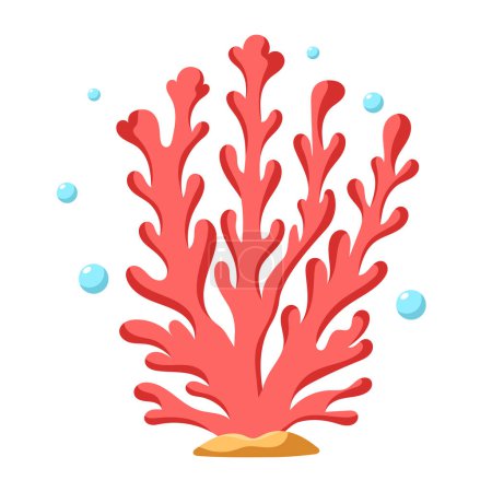 Téléchargez les illustrations : Plantes marines et marines, flore sous-marine, algues, vie marine. Plante aquatique, algues, élément vecteur des fonds marins tropicaux. - en licence libre de droit