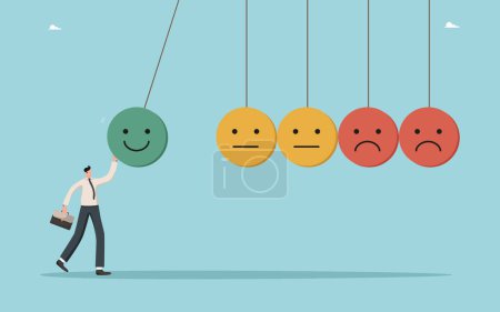 Ändern Sie Ihr Denken und ziehen Sie positive Emotionen an, arbeiten Sie für das Ergebnis, um positive Bewertungen über die Qualität von Produkten und Dienstleistungen zu erhöhen, der Mensch möchte traurige Emojis in positive umwandeln.