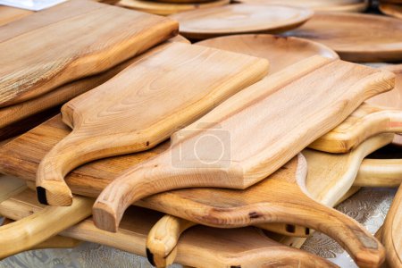 Photo for Wooden bottoms for the kitchen. Wooden background, ecological product. - Royalty Free Image