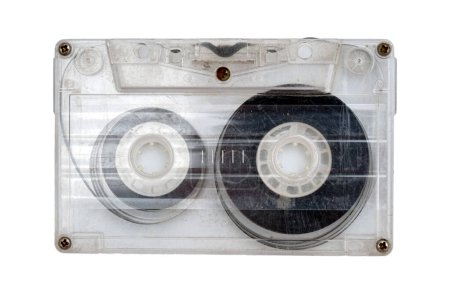 Foto de Casete de audio retro plástico Dirty 90s aislado sobre fondo blanco - Imagen libre de derechos