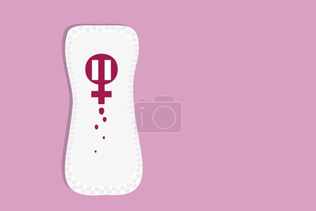 Illustration for Menstrual pad with female symbol, menstrual cycle concept - Royalty Free Image