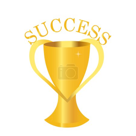 Golden cup of success, vector drawing isolated on white