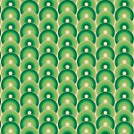 Retro Modern - 70s Style - Green Circles On Cream Tile Pattern