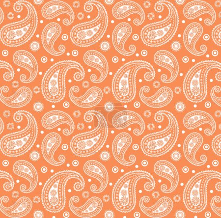 Naranja & Blanco Funky 60s 70s Paisley patrón de azulejo