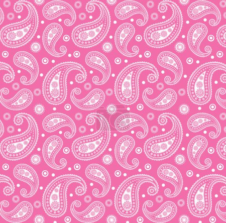 Pink & White Funky 60s 70s Paisley Tile Pattern