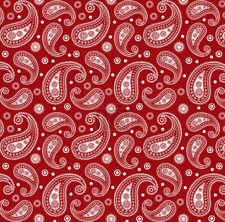 Red & White Funky 60s 70s Paisley Tile Pattern