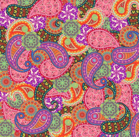 Retro 60s/70s Paisley Bohemian Hippie Style Tile Pattern 