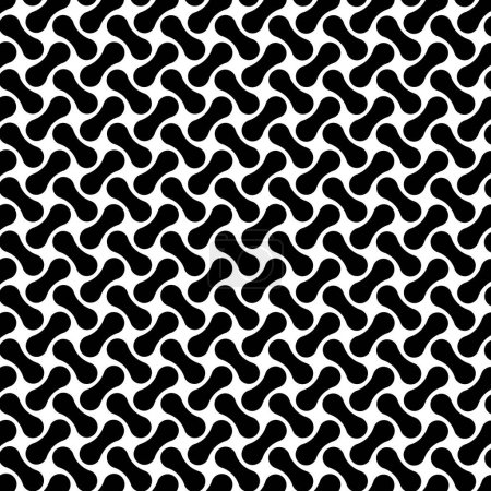 Black & White -  Retro Patterned - 60s 70s Two Tone Tile Pattern